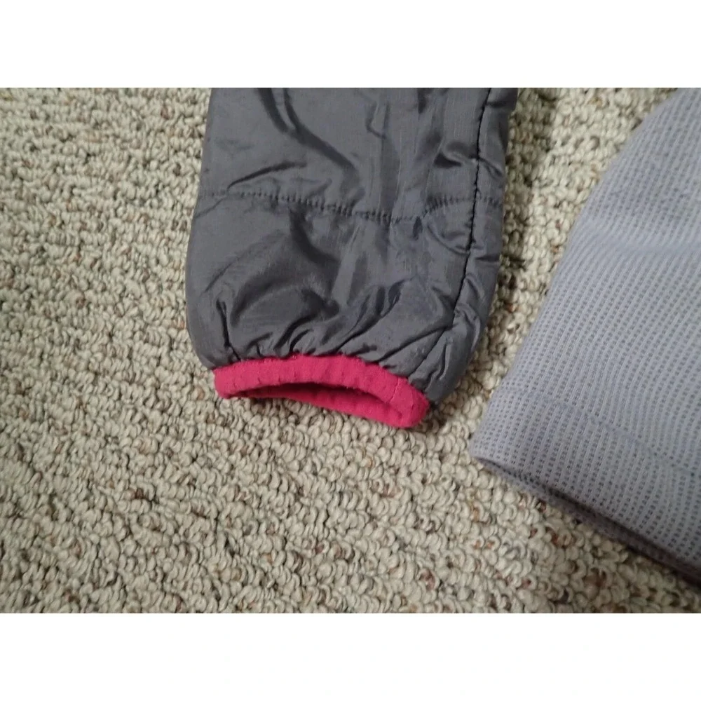 REI Hooded Insulated Jacket Girls Size 8‎ Grey Pink Excellent Hybrid Puffer